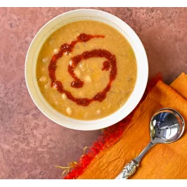 Chickpea Soup with Harissa Oil